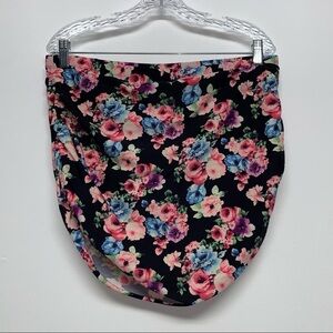 Forever 21+ | Size 1X | Black Floral | Side Rouching | Bikini Bottom with Skirt